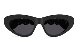 Shop ALAIA Scalloped Cat-Eye Sunglasses in Black online.