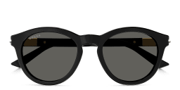 Shop GUCCI Web Ingot Round Sunglasses in Black online.