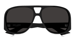 Shop SAINT LAURENT Fashion Show Inspired Solace Aviator Sunglasses in Black online.