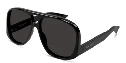 Shop SAINT LAURENT Fashion Show Inspired Solace Aviator Sunglasses in Black online.