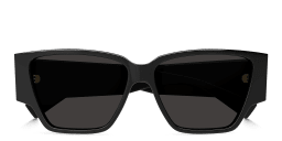Shop BOTTEGA VENETA Bold Triangle Stud Rectangle Sunglasses in Black online.