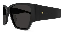 Shop BOTTEGA VENETA Bold Triangle Stud Rectangle Sunglasses in Black online.
