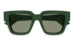 Shop BOTTEGA VENETA Nude Triangle Square Sunglasses in Green online.