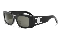 Shop CELINE Maxi Triomphe Rectangular Sunglasses in Black online.
