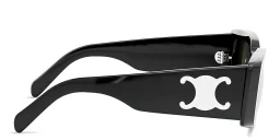 Shop CELINE Maxi Triomphe Rectangular Sunglasses in Black online.