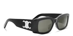 Shop CELINE Maxi Triomphe Rectangular Sunglasses in Black online.