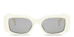 Shop CELINE Maxi Triomphe Rectangular Sunglasses in Solid ivory online.