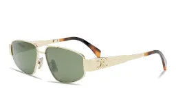 Shop CELINE Metal Triomphe Pilot Sunglasses in Gold online.