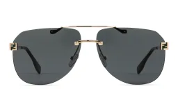 Shop FENDI Sky Rimless Aviator Sunglasses in Gold online.