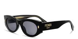 Shop FENDI Roma Oval Sunglasses in Black online.