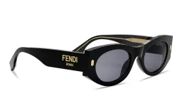 Shop FENDI Roma Oval Sunglasses in Black online.