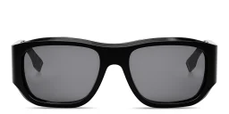 Shop FENDI FF Logo Rectangle Sunglasses in Black online.
