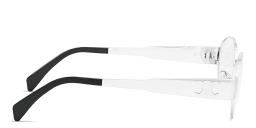 Shop CELINE Metal Triomphe Silver Oval Eyeglasses in Palladium online.