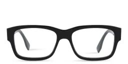 Shop FENDI Fendi Signature Wide Rectangle Eyeglasses in Black online.