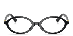 Shop MIU MIU Round Eyeglasses in Black online.