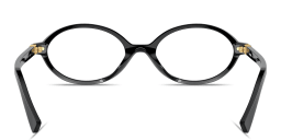 Shop MIU MIU Vertical Logo Oval Eyeglasses in Black online.