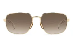 Shop DAVID BECKHAM Style Pioneer Rectangle Sunglasses in Gold Crystal online.