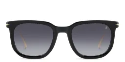 Shop DAVID BECKHAM Style Pioneer Rectangle Sunglasses in Black Gold online.