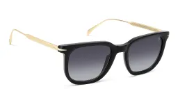 Shop DAVID BECKHAM Style Pioneer Rectangle Sunglasses in Black Gold online.