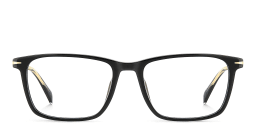 Shop DAVID BECKHAM Timeless Icons Rectangle Eyeglasses in Black online.