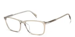 Shop DAVID BECKHAM Timeless Icons Rectangle Eyeglasses in Beige Crystal online.
