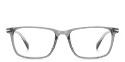 Shop DAVID BECKHAM Timeless Icons Rectangle Eyeglasses in Grey Crystal online.