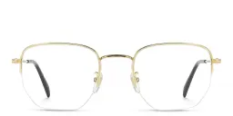 Shop DAVID BECKHAM Timeless Icons Half-Rim Irregular Eyeglasses in Gold online.