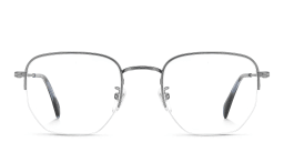 Shop DAVID BECKHAM Timeless Icons Half-Rim Irregular Eyeglasses in Matte Dark Ruthenium online.