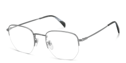 Shop DAVID BECKHAM Timeless Icons Half-Rim Irregular Eyeglasses in Matte Dark Ruthenium online.