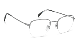 Shop DAVID BECKHAM Timeless Icons Half-Rim Irregular Eyeglasses in Matte Dark Ruthenium online.