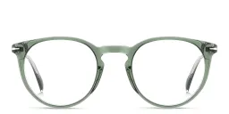 Shop DAVID BECKHAM Timeless Icons Panthos Eyeglasses in Green Crystal online.