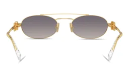 Shop MIU MIU Vertical Logo Oval Sunglasses in Gold online.