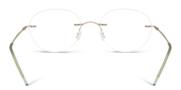 Shop GIORGIO ARMANI Logo Rimless Panthos Eyeglasses in Matte Pale Gold online.
