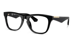 Shop BURBERRY Logo Square Eyeglasses in Black online.