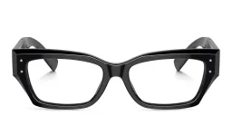 Shop Dolce & Gabbana Logo Rectangle Eyeglasses in Black online.