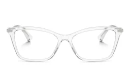 Shop Dolce & Gabbana Logo Wide Rectangle Eyeglasses in Clear online.