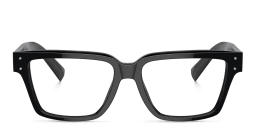 Shop Dolce & Gabbana Logo Wide Square Eyeglasses in Black online.