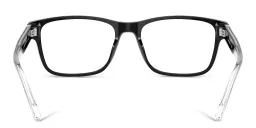 Shop Emporio Armani Logo Wide Rectangle Eyeglasses in Black online.