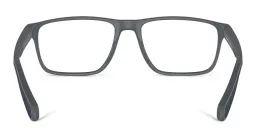 Shop Emporio Armani Logo Wide Rectangle Eyeglasses in Matte Dark Grey online.
