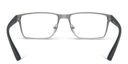 Shop Emporio Armani Logo Wide Rectangle Eyeglasses in Matte Gunmetal online.