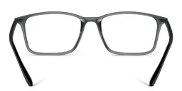 Shop Emporio Armani Logo Wide Rectangle Eyeglasses in Shiny Transparent Black online.