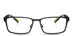 Shop SCUDERIA FERRARI Logo Wide Rectangle Eyeglasses in Black online.