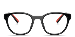 Shop SCUDERIA FERRARI Logo Panthos Eyeglasses in Black online.