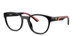 Shop SCUDERIA FERRARI Logo Panthos Eyeglasses in Black online.