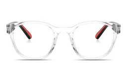 Shop SCUDERIA FERRARI Logo Panthos Eyeglasses in Crystal online.