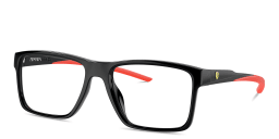 Shop SCUDERIA FERRARI Logo Wide Rectangle Eyeglasses in Black online.