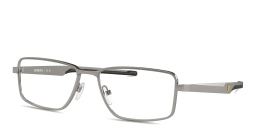 Shop SCUDERIA FERRARI Logo Wide Rectangle Eyeglasses in Gunmetal online.