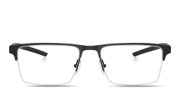 Shop SCUDERIA FERRARI Logo Half-Rim Wide Square Eyeglasses in Black online.