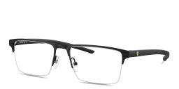 Shop SCUDERIA FERRARI Logo Half-Rim Wide Square Eyeglasses in Black online.