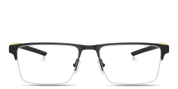 Shop SCUDERIA FERRARI Logo Half-Rim Wide Square Eyeglasses in Black Yellow online.